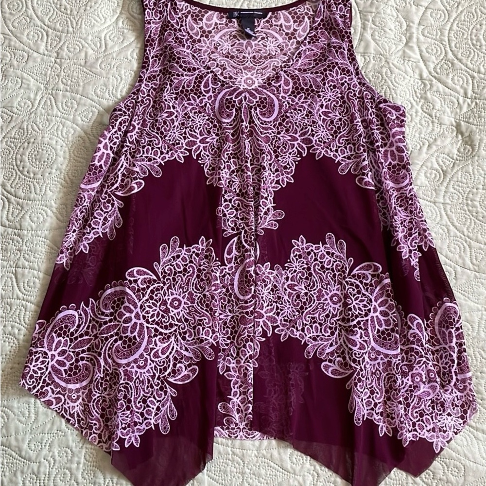 INC top, size M, 100% nylon, tank top w/adj. straps, snaps attach to camisole